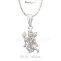 Hanuman Ji Fly Pose Locket with Chain in Sterling Silver