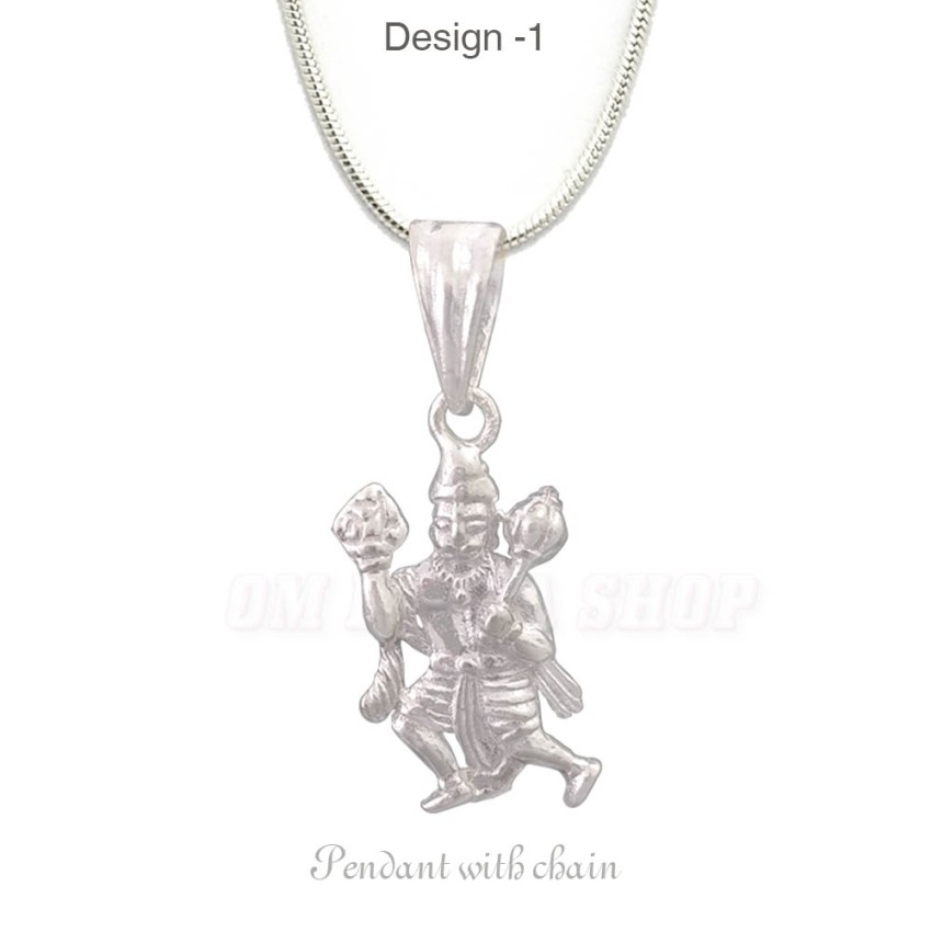 Hanuman Ji Fly Pose Locket with Chain in Sterling Silver