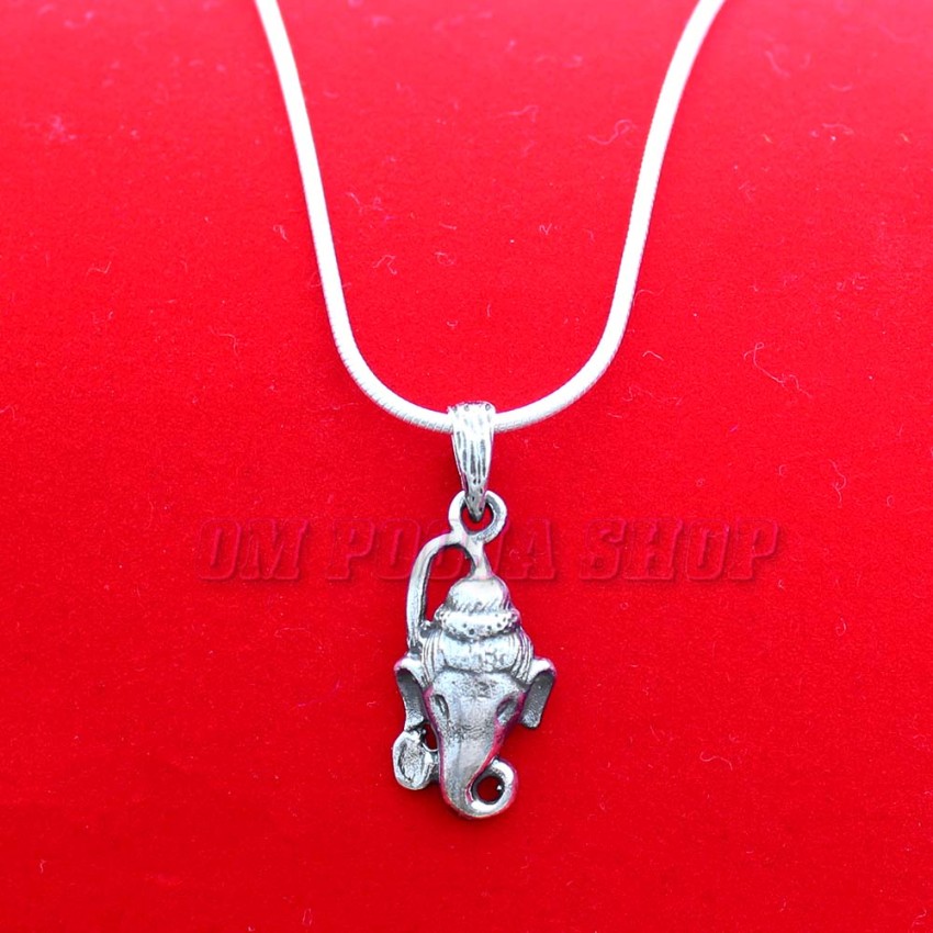 Ekdanta Ganpati Pendant with Chain in Pure Sterling Silver