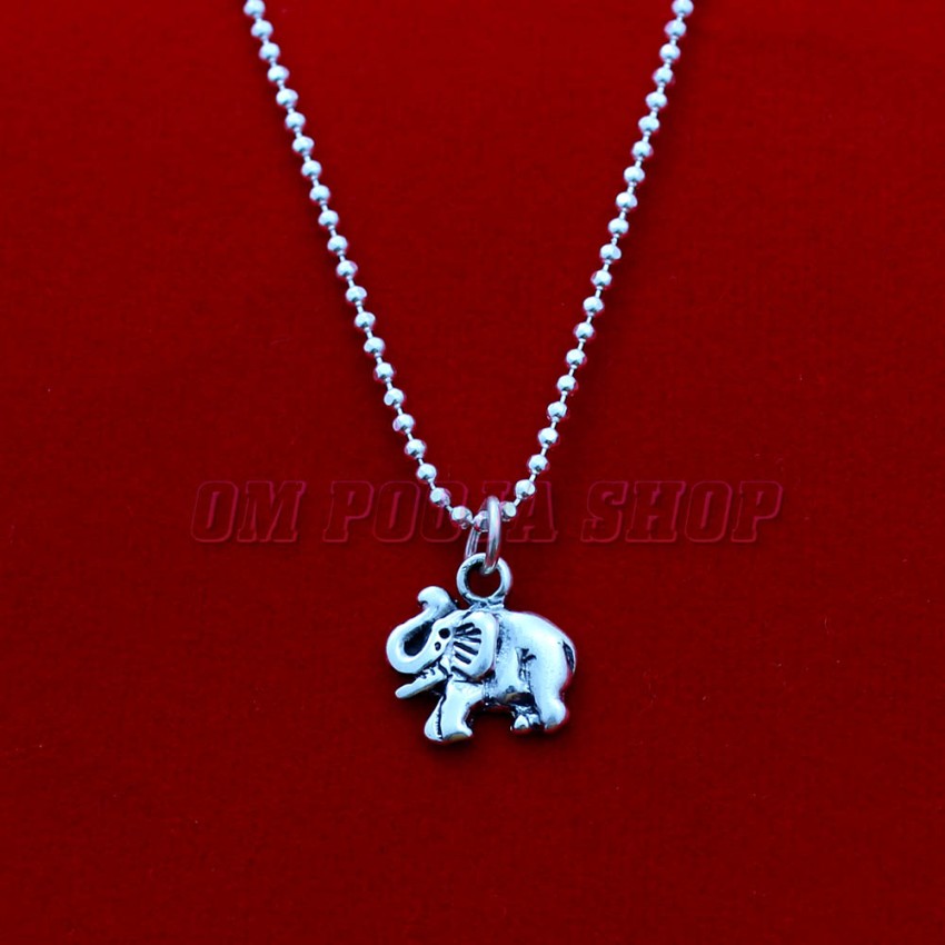Elephant Pendant with Chain in Pure Silver