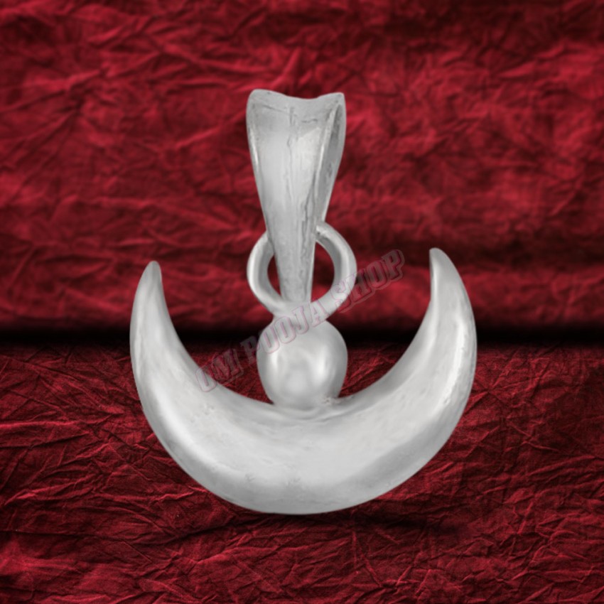 Half Moon Chandrama Pendant in 925 Pure Silver