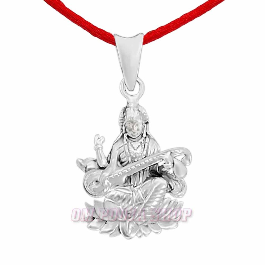 Maa Saraswati Pure Silver Pendant