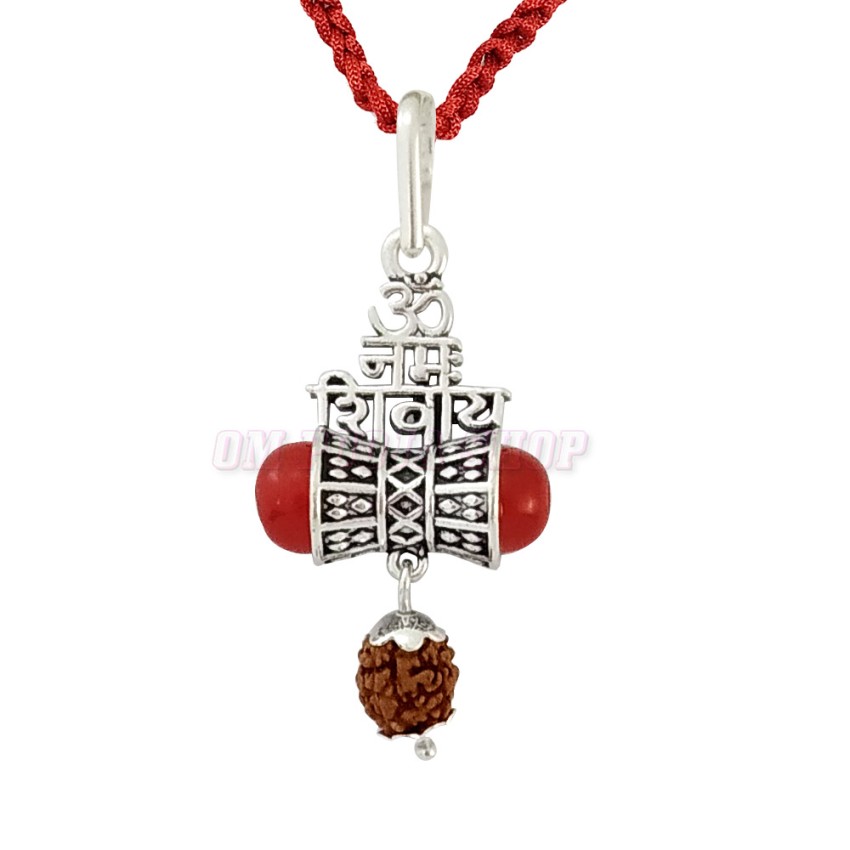 Om Namah Shivay Damru Locket in 925 Silver