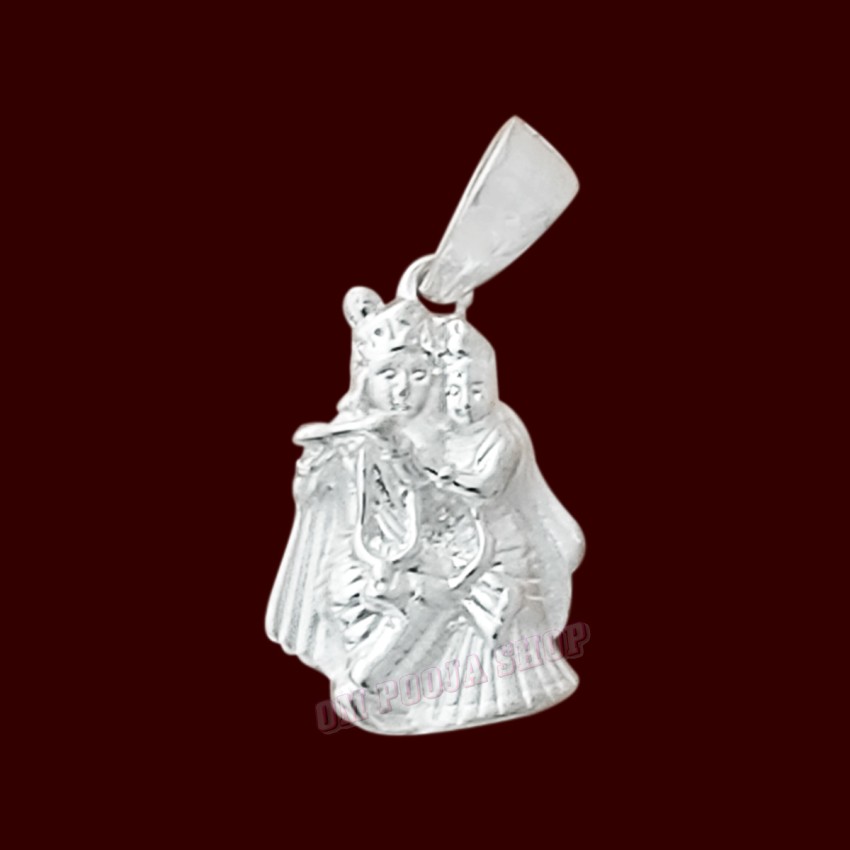Radha Krishna Silver Pendant