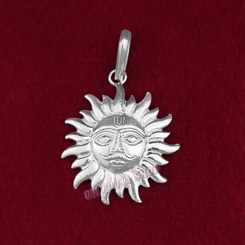 Rising Sun God Surya Pendant in 925 Pure Silver