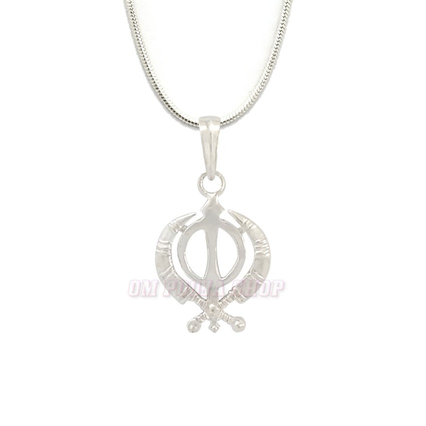 Sikh Symbol Khanda Sahib Pendant with Chain in Sterling Silver