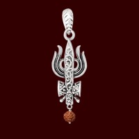 Trishul Rudraksha Pendant in 92.5 Pure Silver