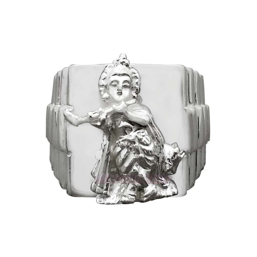 Krishna With Cow Ring - 925 Sterling Silver