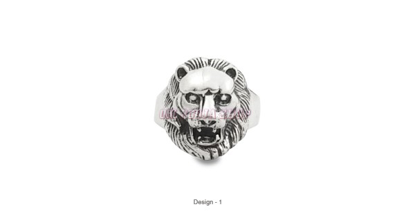 Lion Ring | 18K White Gold Plated Men's Lion Ring | Marcozo