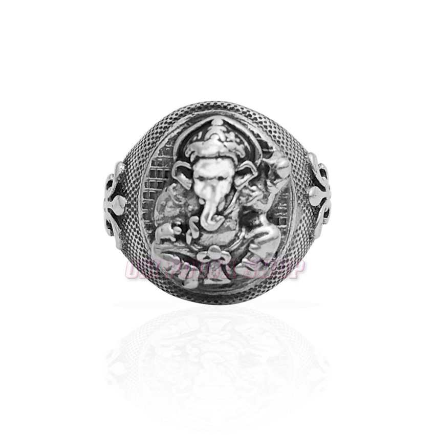 Shubh Mangal Ganesha Ring in Pure Silver