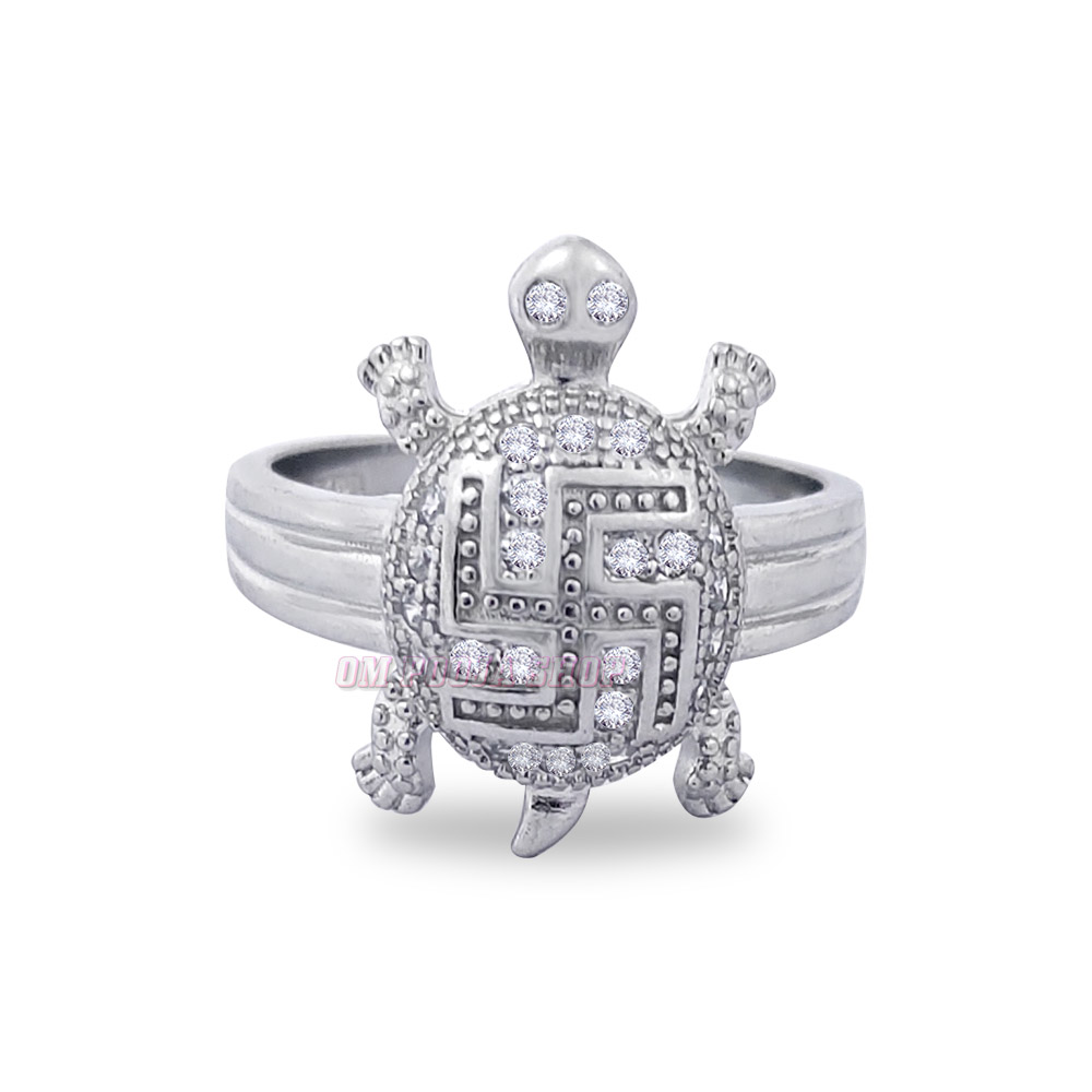 swastik tortoise rIng in pure silver 2 1