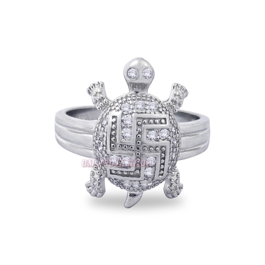Swastik Tortoise RIng Jewelry in Pure Silver