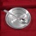 Pure Silver Plate and Spoon for Food Serving - size: 4.5 inch