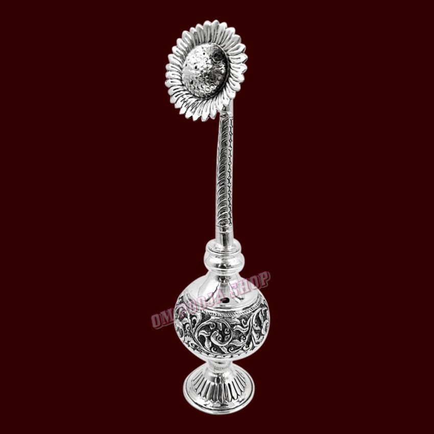 Sun Flower Style Attar Container in Pure Silver