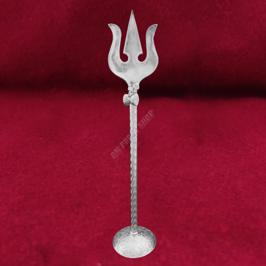 Trishul Trident with Stand in Pure Silver - 7.25 inches