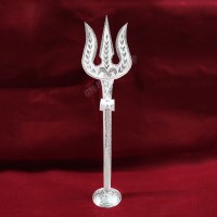 Trishul Trident with Stand in Pure Silver - 7.25 inches