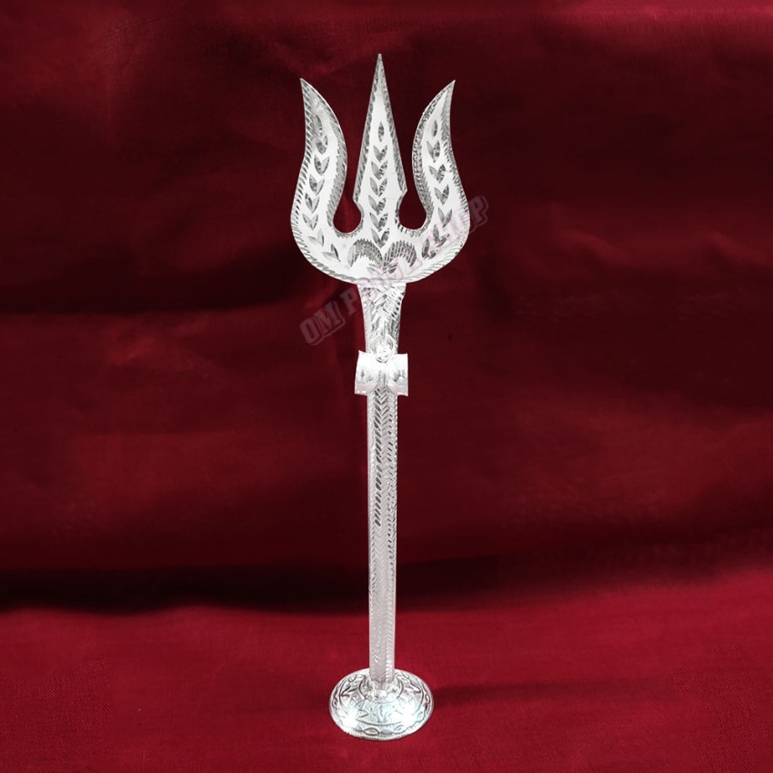 Trishul Trident with Stand in Pure Silver - 7.25 inches