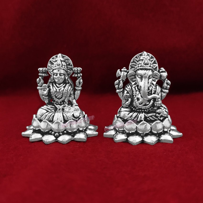 Exotic Mahalakshmi Ganesh Small Idol in Oxide Silver