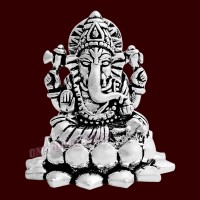 Exotic Small Ganesh Murti in Oxide Silver - 3.3 cm