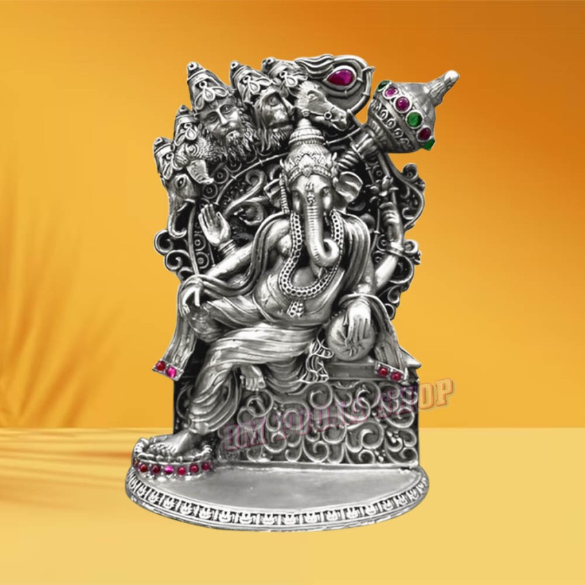 Ganesh Ji Setting on Singhasan in Sterling Silver