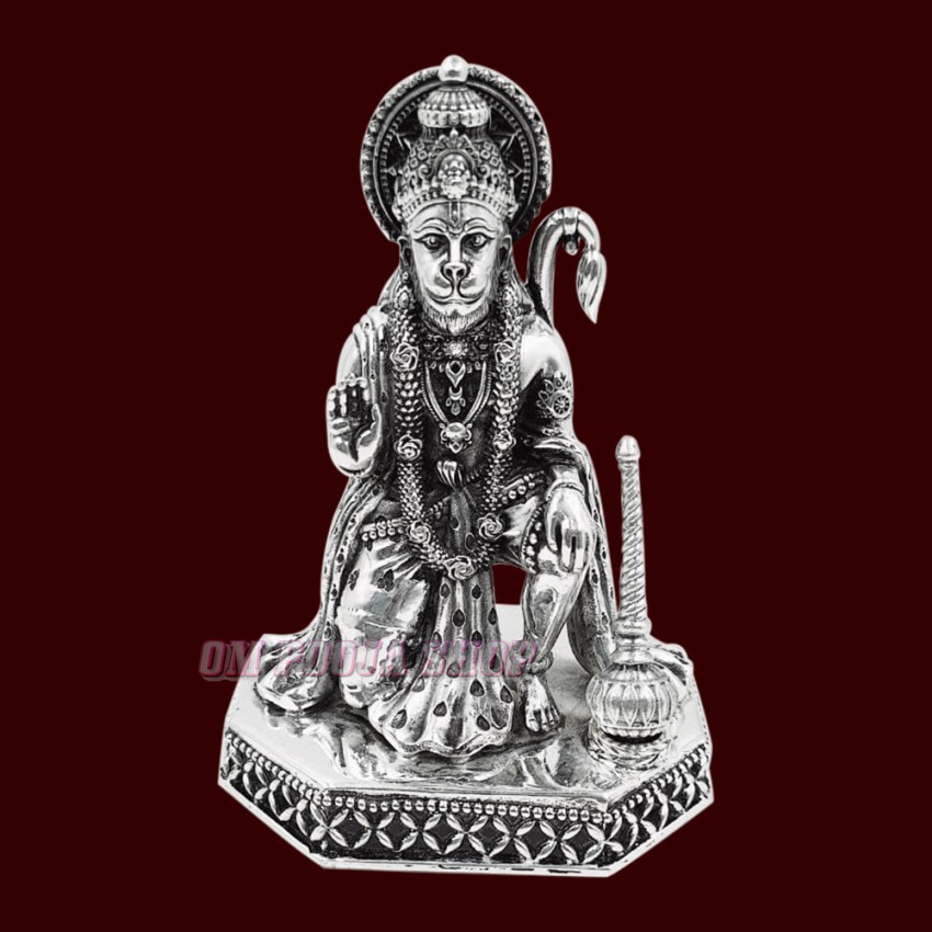 Hanuman ji in Blessing Posture Idol in Pure silver
