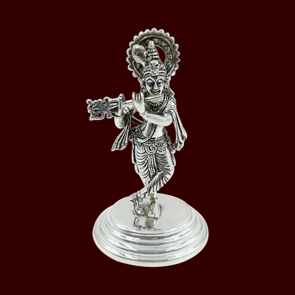 Buy Shree Radha Krishna Idol in Pure Silver USA UK India