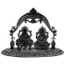 Lakshmi Ganesh 925 Pure Silver Idol - Size: 2.5 x 3.5 x 1.75 inches
