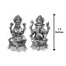 MahaLakshmi Ganesha Seated on Lotus Flower idol Statue in Pure Silver
