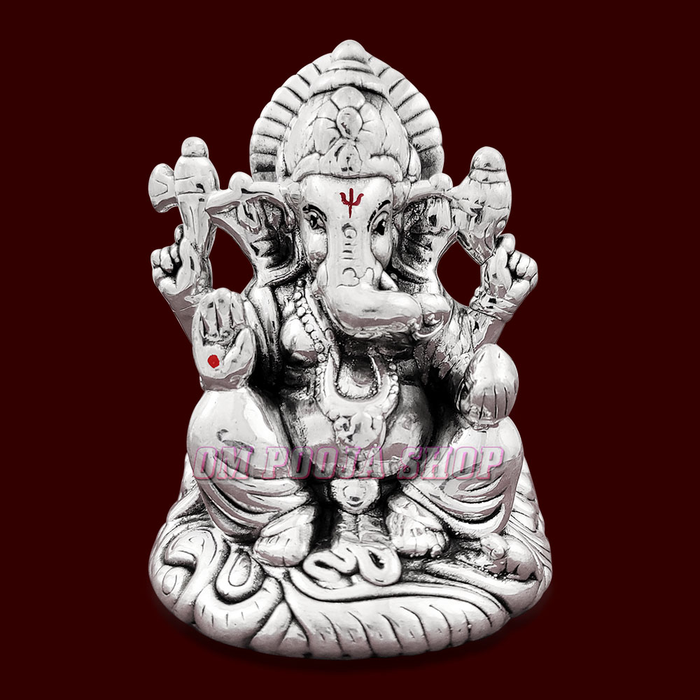 Maha Ganpati Sculpture Statue in 999 Pure Silver