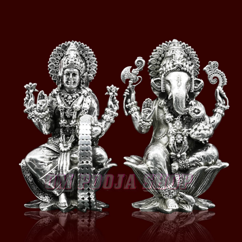 Mahalakshmi Ganpati 925 Pure Silver Statue