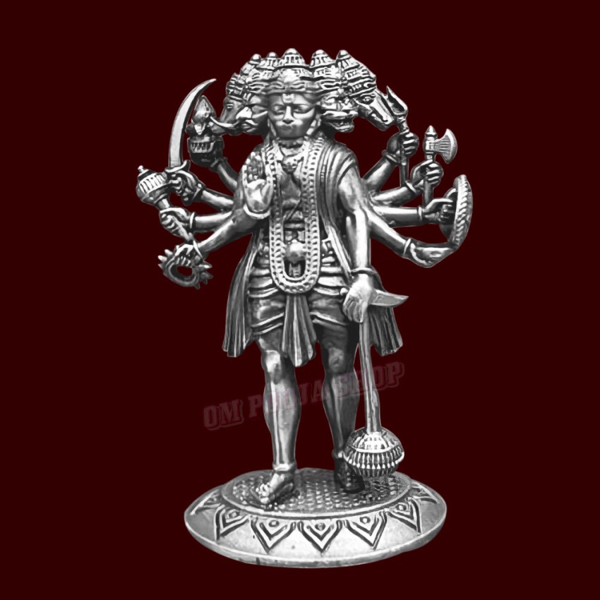 Panch Mukhi Hanuman with Standing Posture Idol in 925 Silver - 1.9 inch