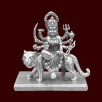 Sherawali Mata Goddess Durga Idol in 925 Pure Silver - 2 inch