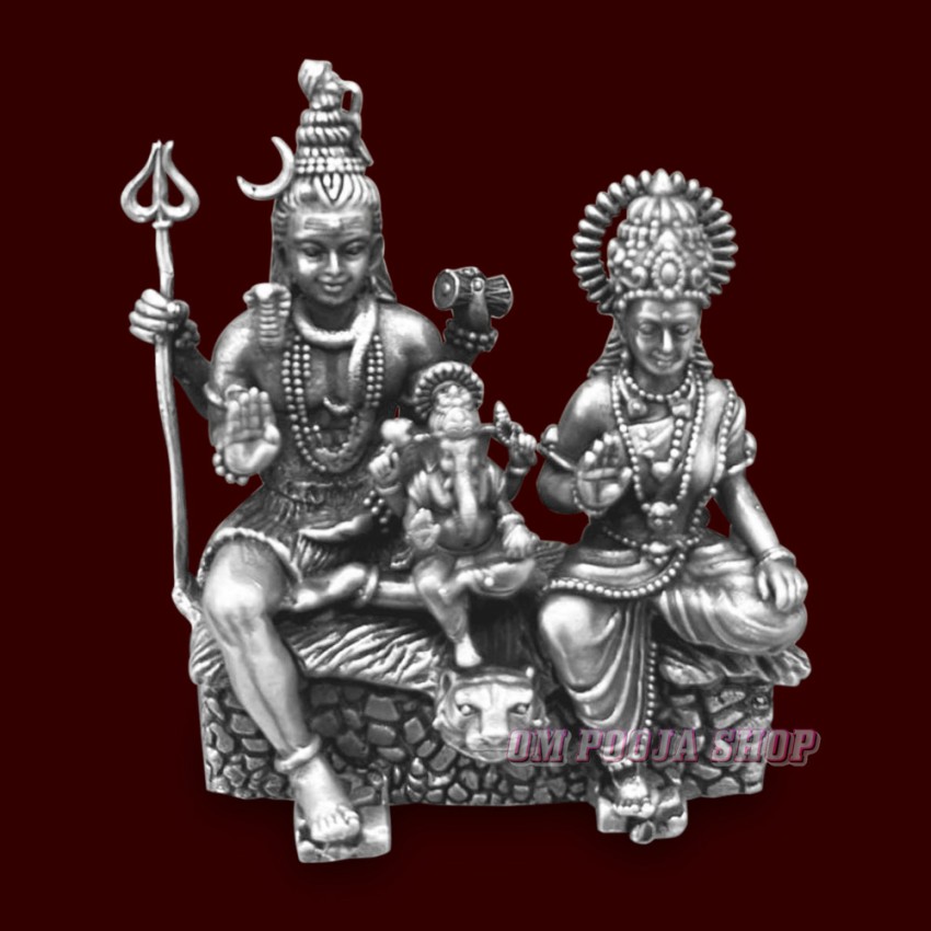 Shiv Parivar [Shankar, Ganesha, Parvati] Statue in 925 Silver