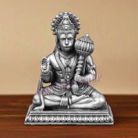 Shri Hanuman ji in Blessing Posture Statue in 925 Pure Silver - Size: 1.5 to 6 inches