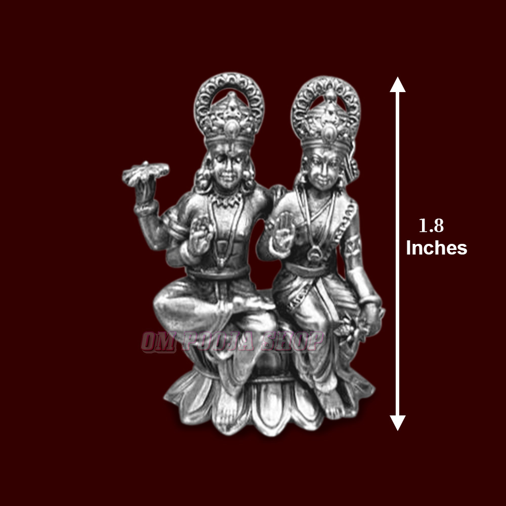Lord Vishnu and Mata Mahalakshmi Idol in Pure Silver