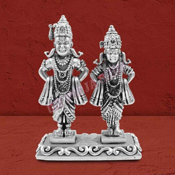 Vitthal-Rukmini Silver Idol Set Standing Pose - Size: 2 to 4 inches