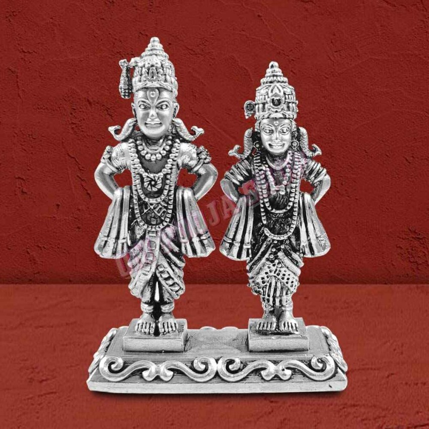 Vitthal-Rukmini Silver Idol Set Standing Pose - Size: 2 to 4 inches