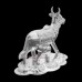 Cow And Calf Together Murti in Pure Silver - Size: 2.25 x 2.5 x 1.5 inches
