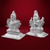 Ganesh Lakshmi Statue in German Silver - 2.25 inches