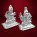 Ganesh Lakshmi Statue in German Silver - 2.25 inches