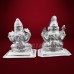 Ganesh Lakshmi Statue in German Silver - 2.25 inches