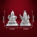 Ganesh Lakshmi Statue in German Silver - 2.25 inches
