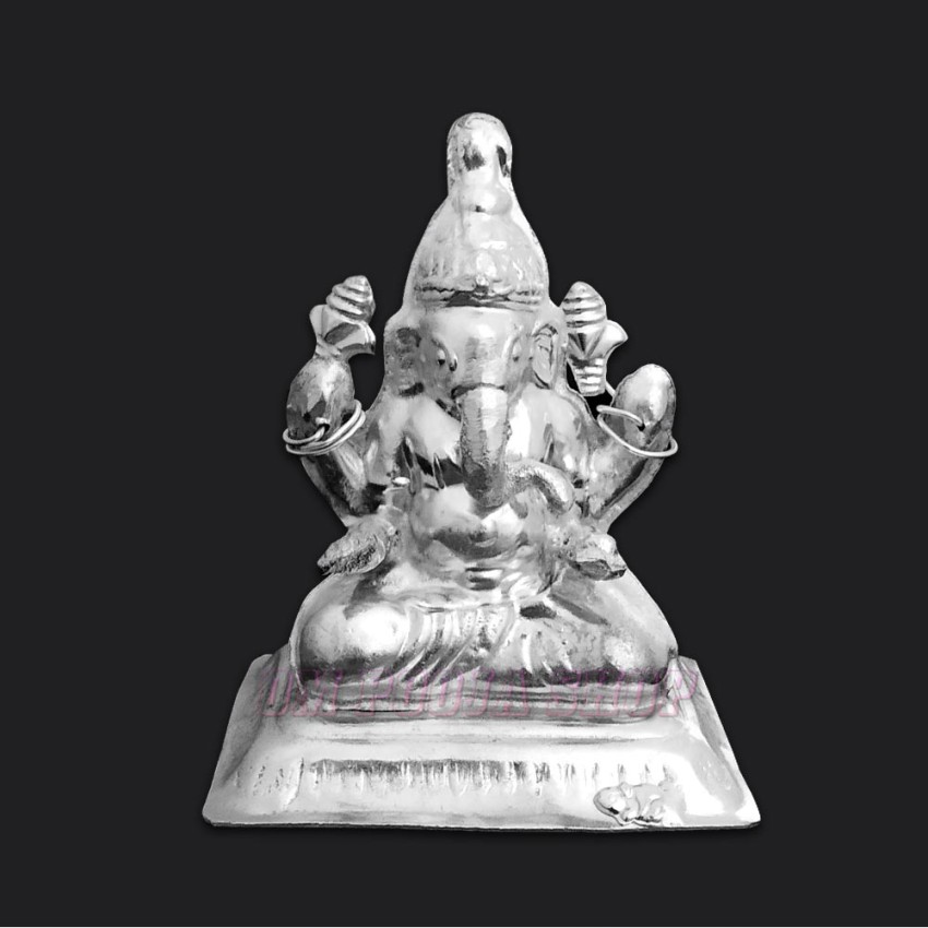 Ganesha Murti in German Silver - 3.25 inches