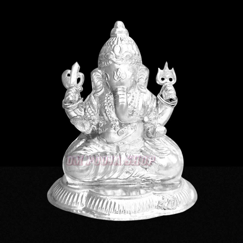 Lord Ganesha Statue in Pure Silver - 100 Gram (Size_2.6x3.25x3.75 inches)