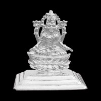 Goddess Laxmi Small Murti in Pure Silver - Size: 3 x 2.9 x 1.8 cm