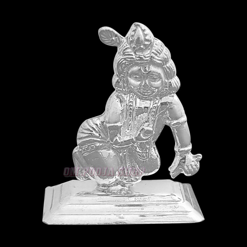 Laddu Gopal Thakurji Small Silver Statue - Size: 4x3.4x1.9 cm