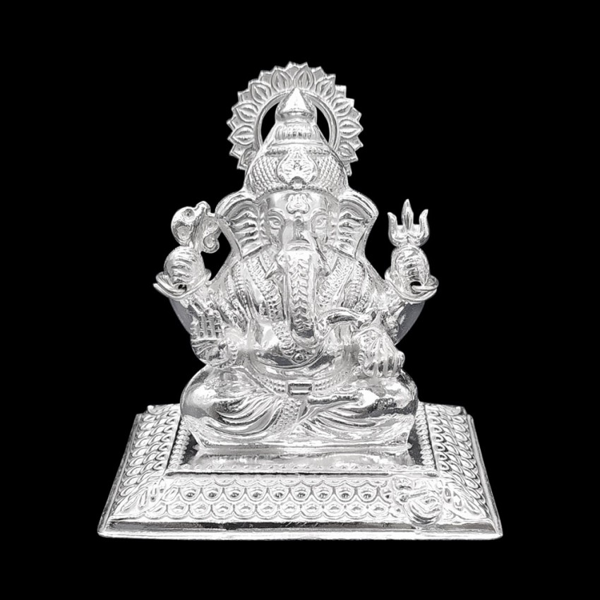Maha Ganpati Small Idol in Pure Silver - Size: 2.5 inches