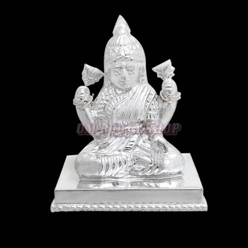 Mahalakshmi Goddess of Wealth Pure Silver Idol - 45 to 80 Grams (Height 2.25 & 3 inches)