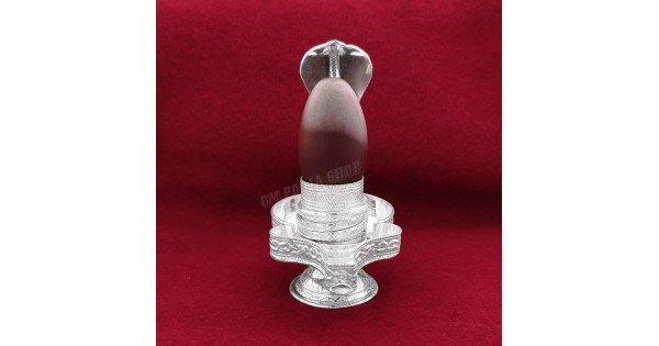 Shiv Jatadhari Narmada Shivling with Pure Silver Yoni Base Shiv Jatadhari Narmada Shivling with Pure Silver Yoni Base