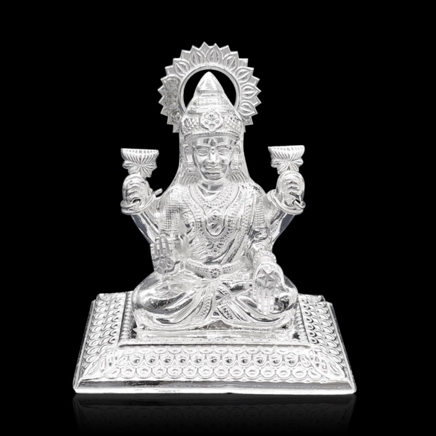 Small Laxmi Idol in Pure Silver - Size: 3 inch